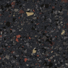 Blacktop decorative vinyl chip blend for concrete floor coatings